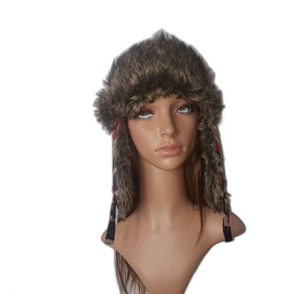 SWISS TECH Aztec Print Faux Fur Wool Blend Unisex Trapper Hat One Size main image 12